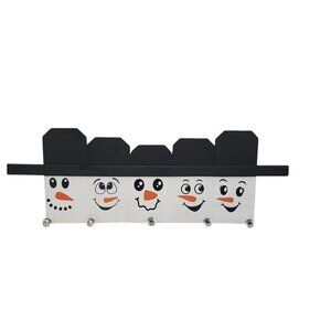 Handmade Snowman Wall Mounted Jacket Hanger With 5 Faces For Holiday Decor